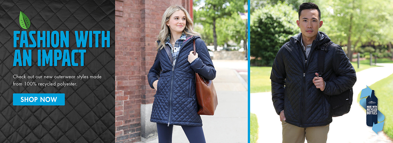Check out our new outerwear styles made from 100% recycled polyester --- Shop Now!