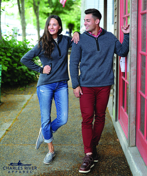 Women's Heathered Fleece Quarter Zip Hoodie | Charles River Apparel