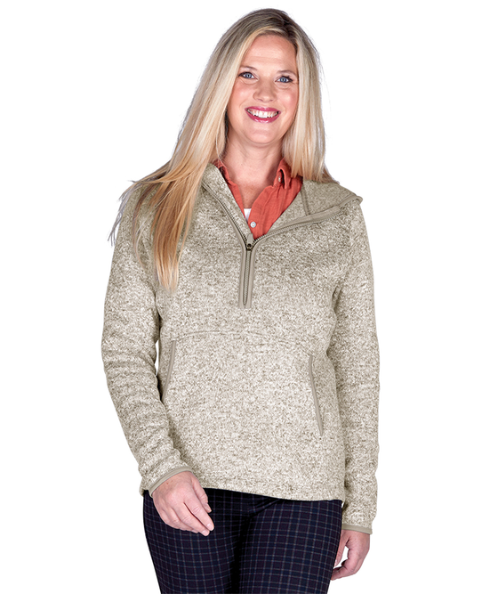 Women's Heathered Fleece Quarter Zip Hoodie | Charles River Apparel
